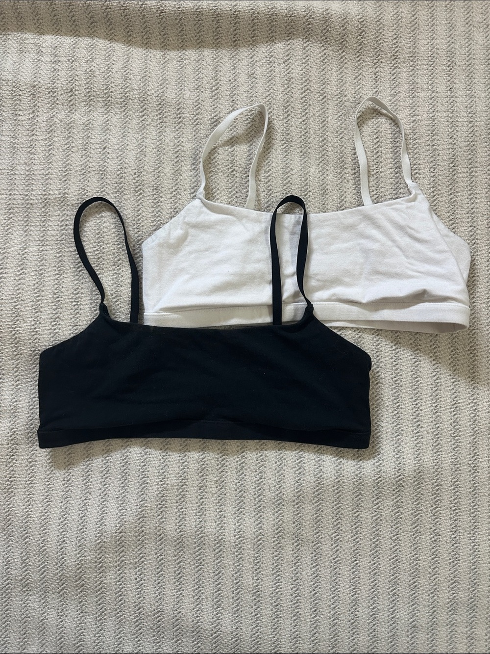 Quince Organic Cotton Scoop Bralettes - Black & White